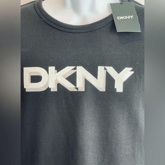 NWT DKNY Ling Sleeve Sweatshirt Dress.  Black With Chest Logo.  Size Large. - Picture 4 of 8